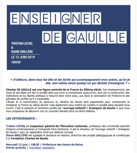 Conférence : « Enseigner De Gaulle »